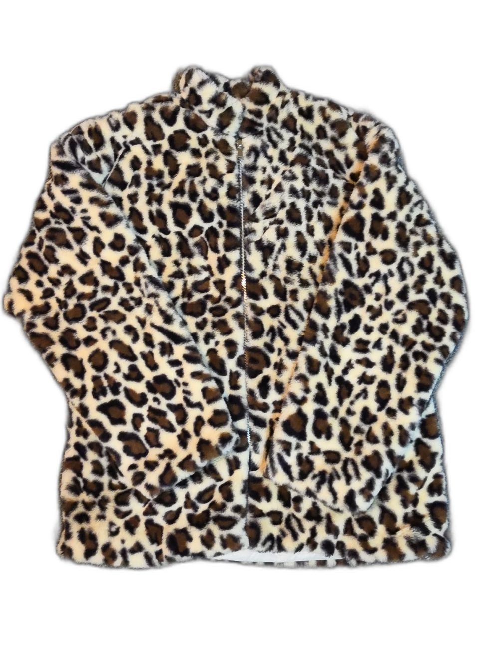 Leopard Print Teddy Jacket - Women's Brown/Black